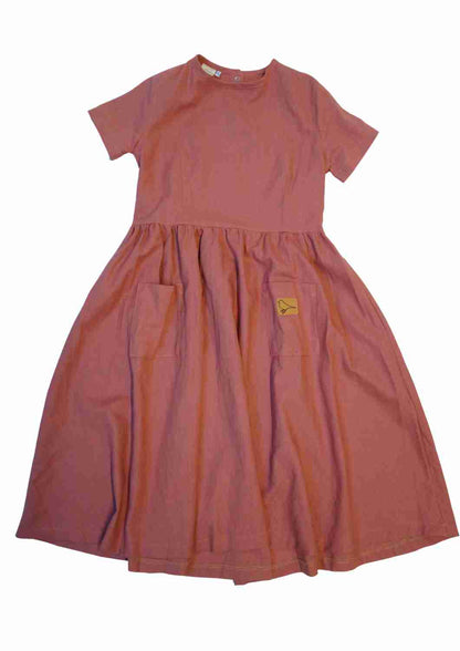 versandbereit Leinenkleid für Mädchen "Goldregen", 158/164, pfirsich