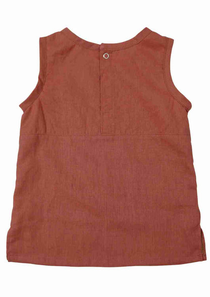 Ärmelloses Shirt "Sauerampfer" aus Leinen 98/104, pfirsich