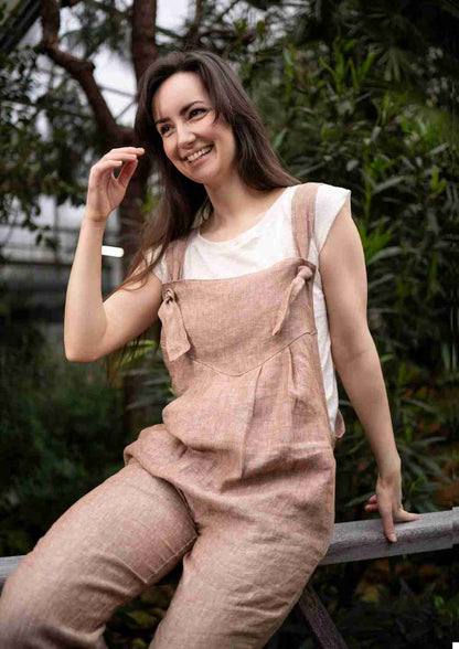 Latzhose aus Leinen für Damen "Magnolie"