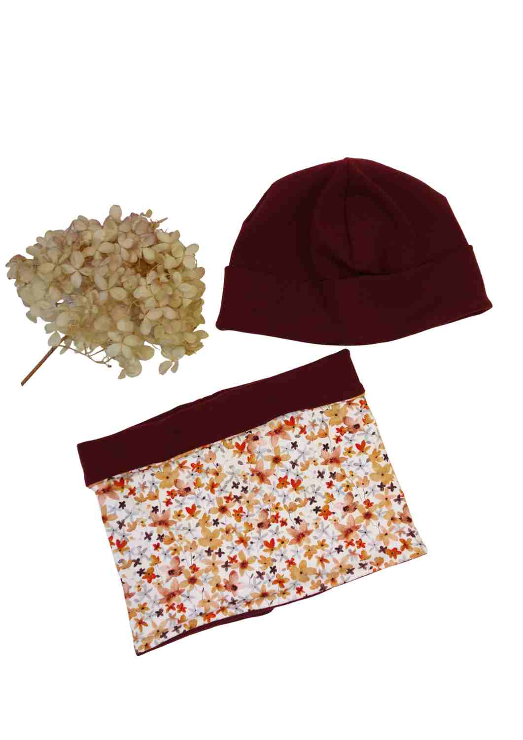 Set Beanie und Loop, weinrot
