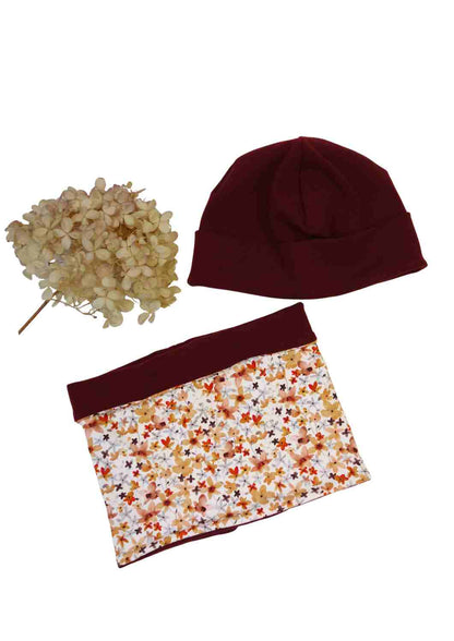 Set Beanie und Loop, weinrot