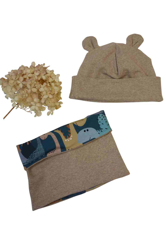 Set Beanie und Loop, hellbraun