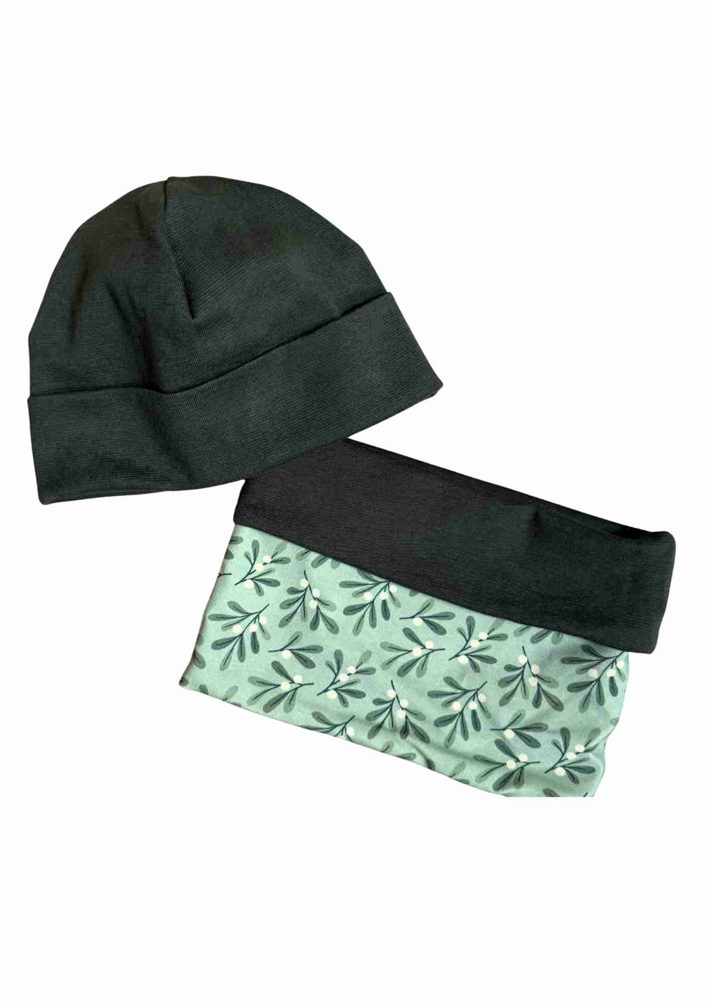 Set Beanie und Loop, olivgrün