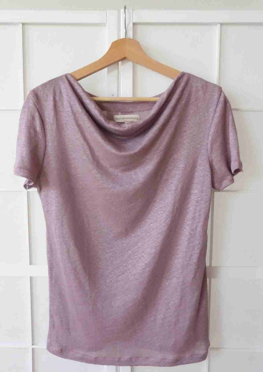 Bio Wasserfallshirt "Anemone" aus Feinstrick-Leinen, kurze Ärmel