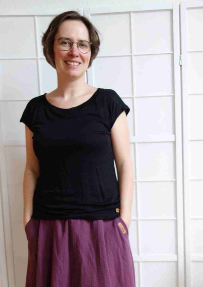 Bio T-Shirt "Anemone" aus Feinstrick-Leinen, kurze Ärmel