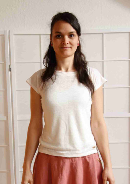 Bio T-Shirt "Anemone" aus Feinstrick-Leinen, kurze Ärmel
