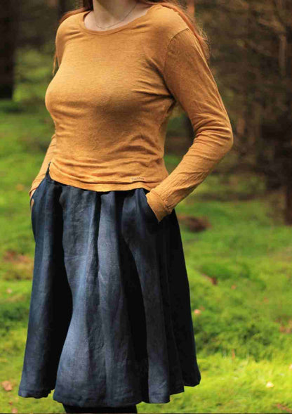 Bio T-Shirt "Anemone" aus Feinstrick-Leinen, lange Ärmel