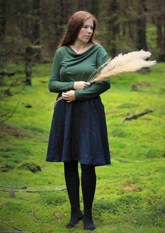 Bio Wasserfallshirt "Anemone" aus Feinstrick-Leinen, lange Ärmel