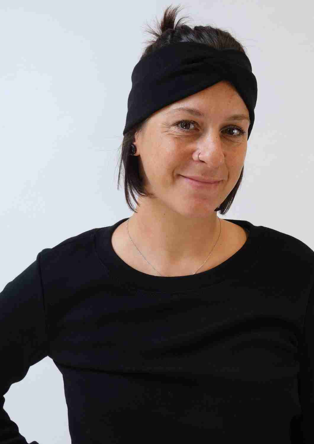 Stirnband aus Wolljersey "Herbstzeitlose"