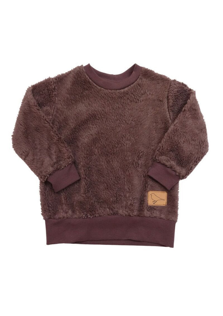 Teddypullover "Rittersporn" aus Baumwollplüsch, braun