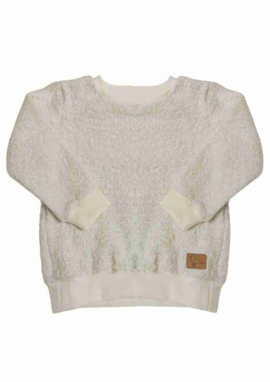 Teddypullover "Rittersporn" aus Baumwollplüsch, creme