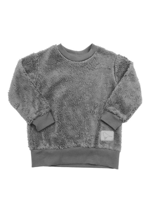 Teddypullover "Rittersporn" aus Baumwollplüsch, grau