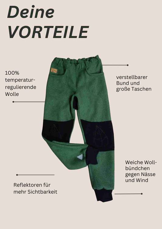 Walkhose für Herren "Buche" mit bestickten Knien (mit Wollbündchen)