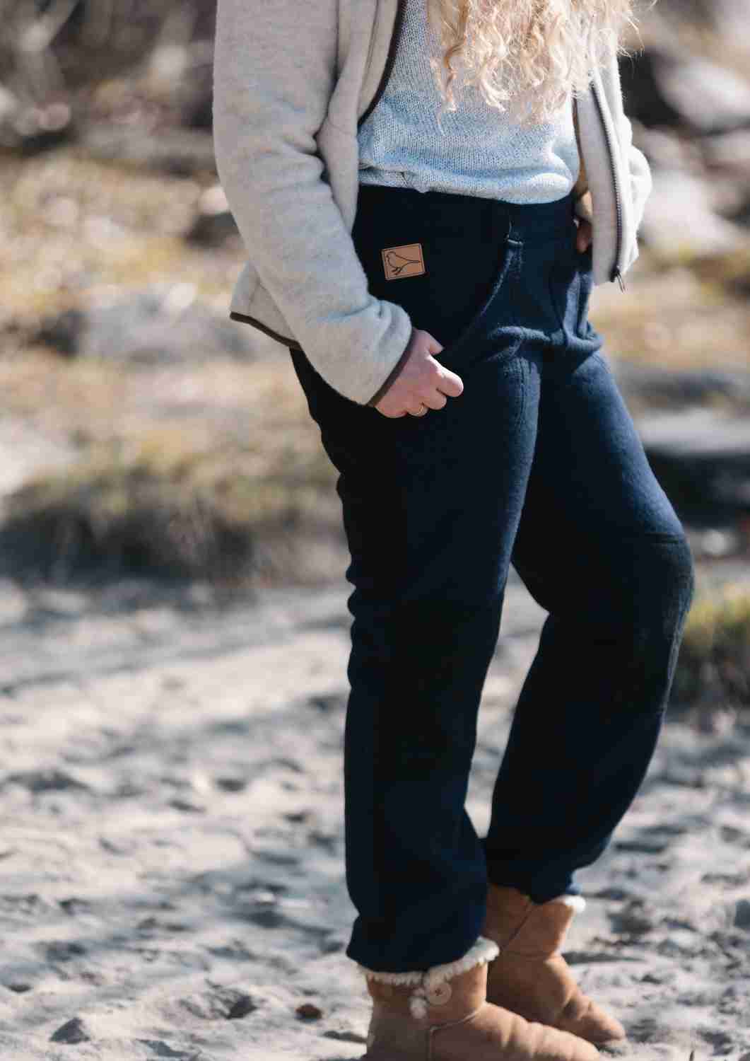 Walkhose für Damen "Buche" mit bestickten Knien (mit Wollbündchen)