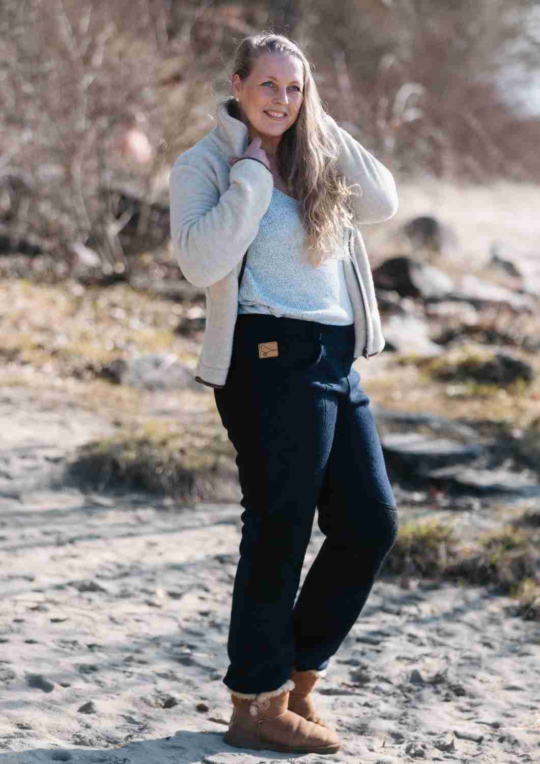 Walkhose für Damen "Buche" mit bestickten Knien (mit Wollbündchen)