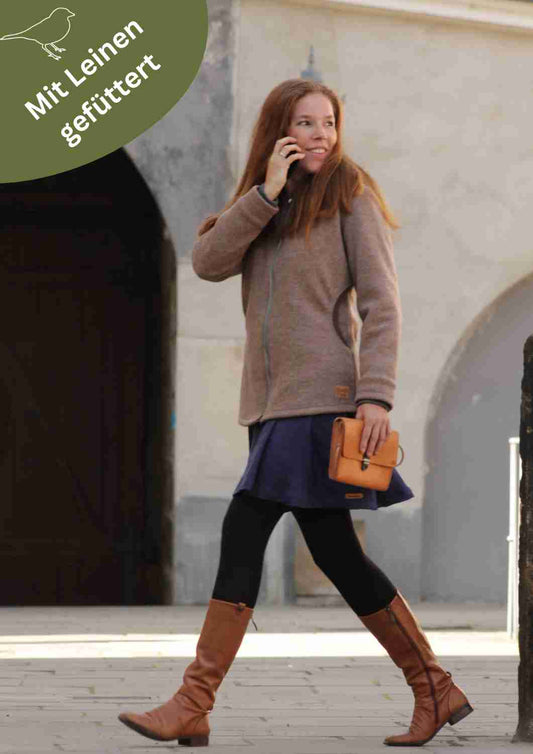 Walkjacke für Damen gefüttert mit Leinen, "Hasel"