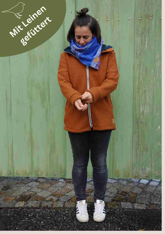 Walkjacke für Damen gefüttert mit Leinen, "Hasel"