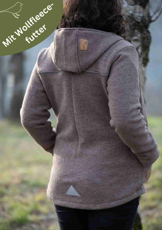 Walkjacke für Damen gefüttert mit Wollfleece, "Heckenrose"