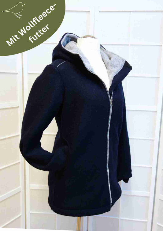 Walkjacke für Damen gefüttert mit Wollfleece, "Heckenrose"