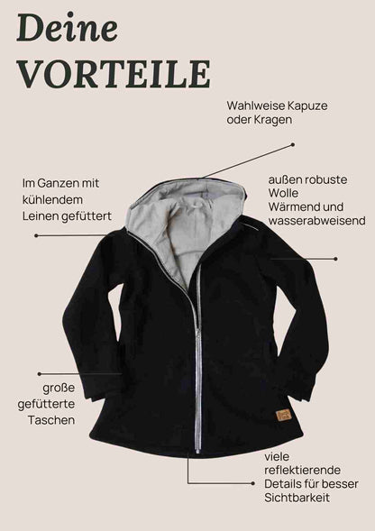 Walkjacke für Herren, gefüttert mit Leinen, reflektierend, "Hasel"