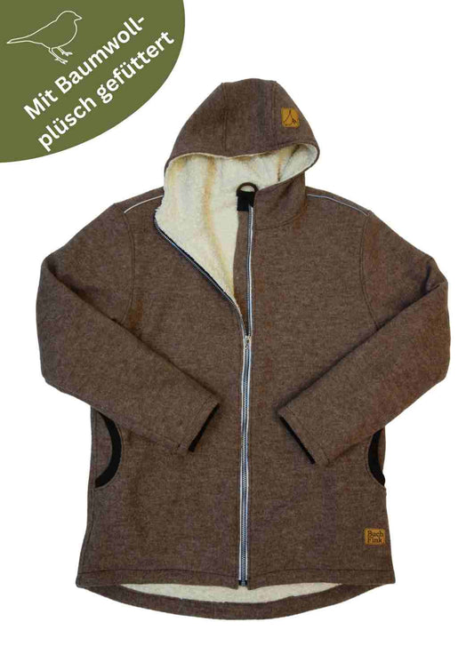 Walkjacke für Herren, gefüttert mit Bio-Baumwollplüsch, "Hagebutte", reflektierend