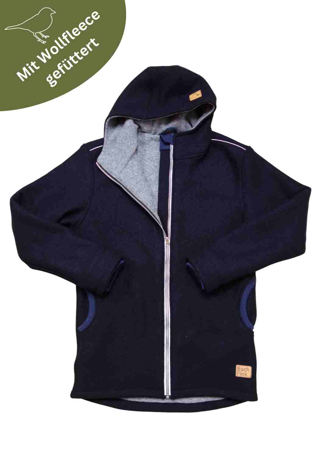 Walkjacke für Herren gefüttert mit Wollfleece, "Heckenrose"