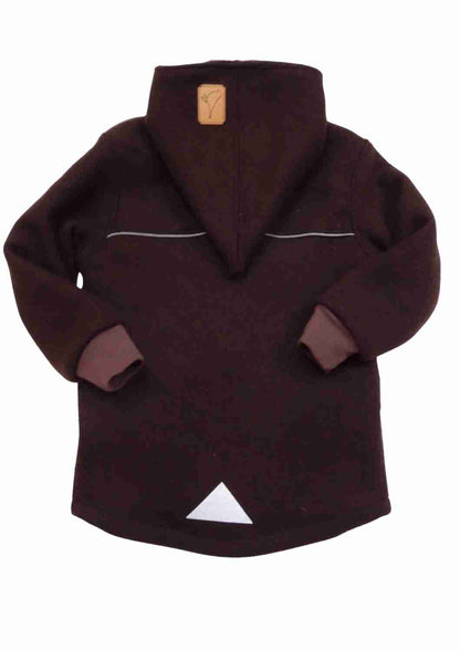 Wollwalk Jacke gefüttert mit Baumwollplüsch "Hagebutte", dunkelbraun