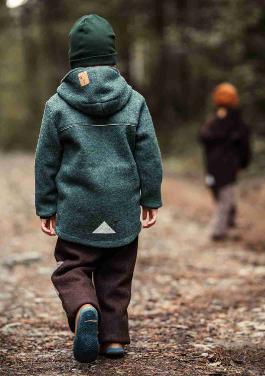 Wollwalk Jacke gefüttert mit Jersey, dunkelgrün