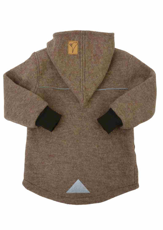 Wollwalk Jacke gefüttert mit Baumwollplüsch "Hagebutte", hellbraun