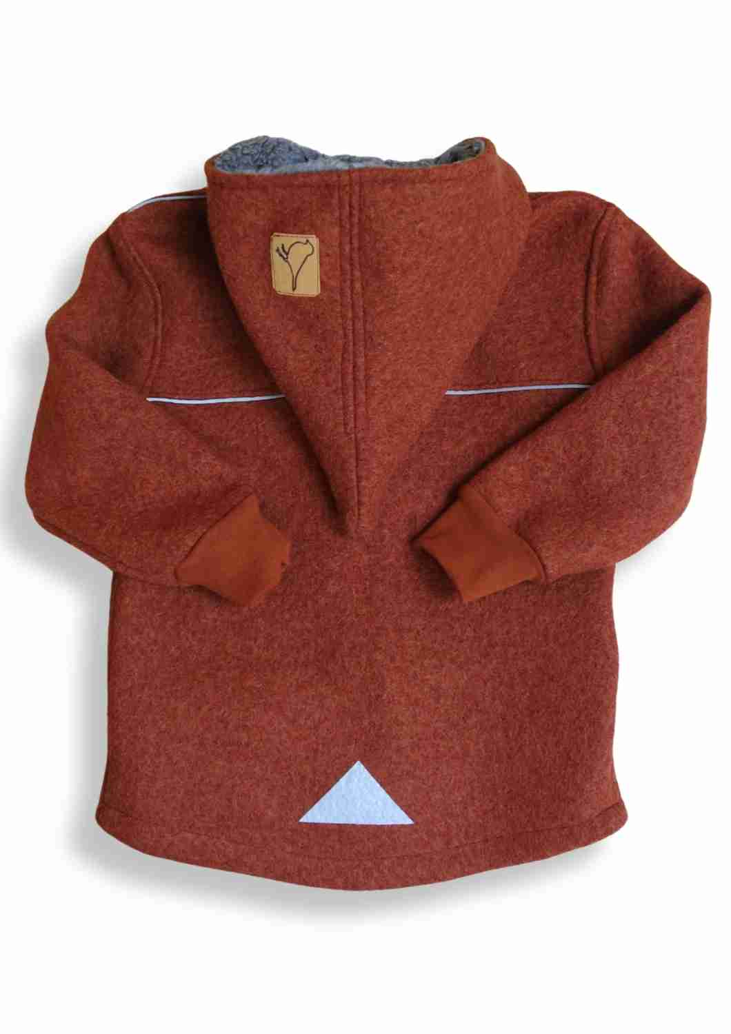 Wollwalk Jacke gefüttert mit Baumwollplüsch "Hagebutte", kupfer