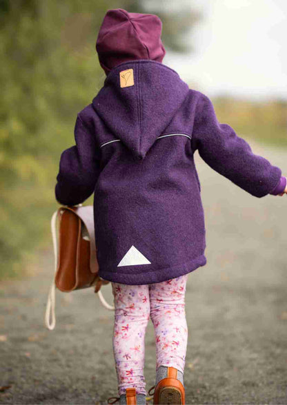 Wollwalk Jacke gefüttert mit Baumwollplüsch "Hagebutte", pflaume