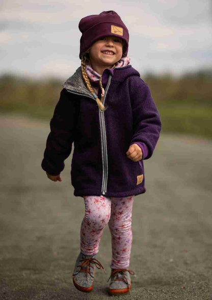 Wollwalk Jacke gefüttert mit Jersey, pflaume