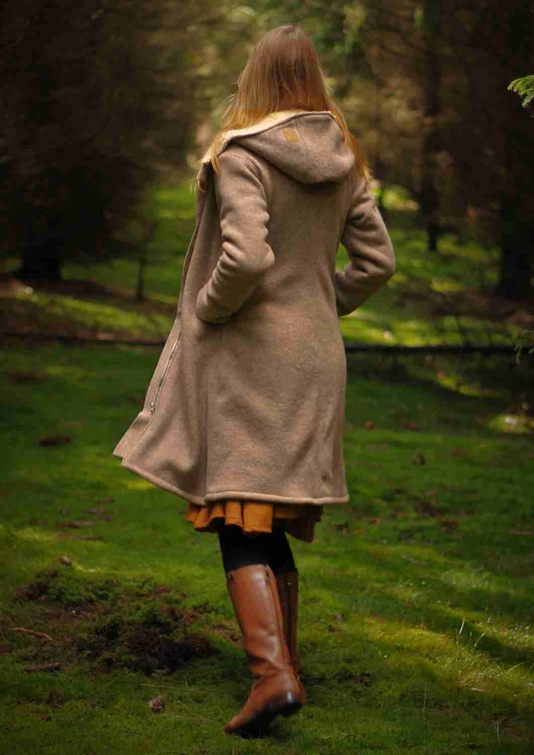 Walkmantel Damen, gefüttert mit Baumwollplüsch, "Hibiskus"