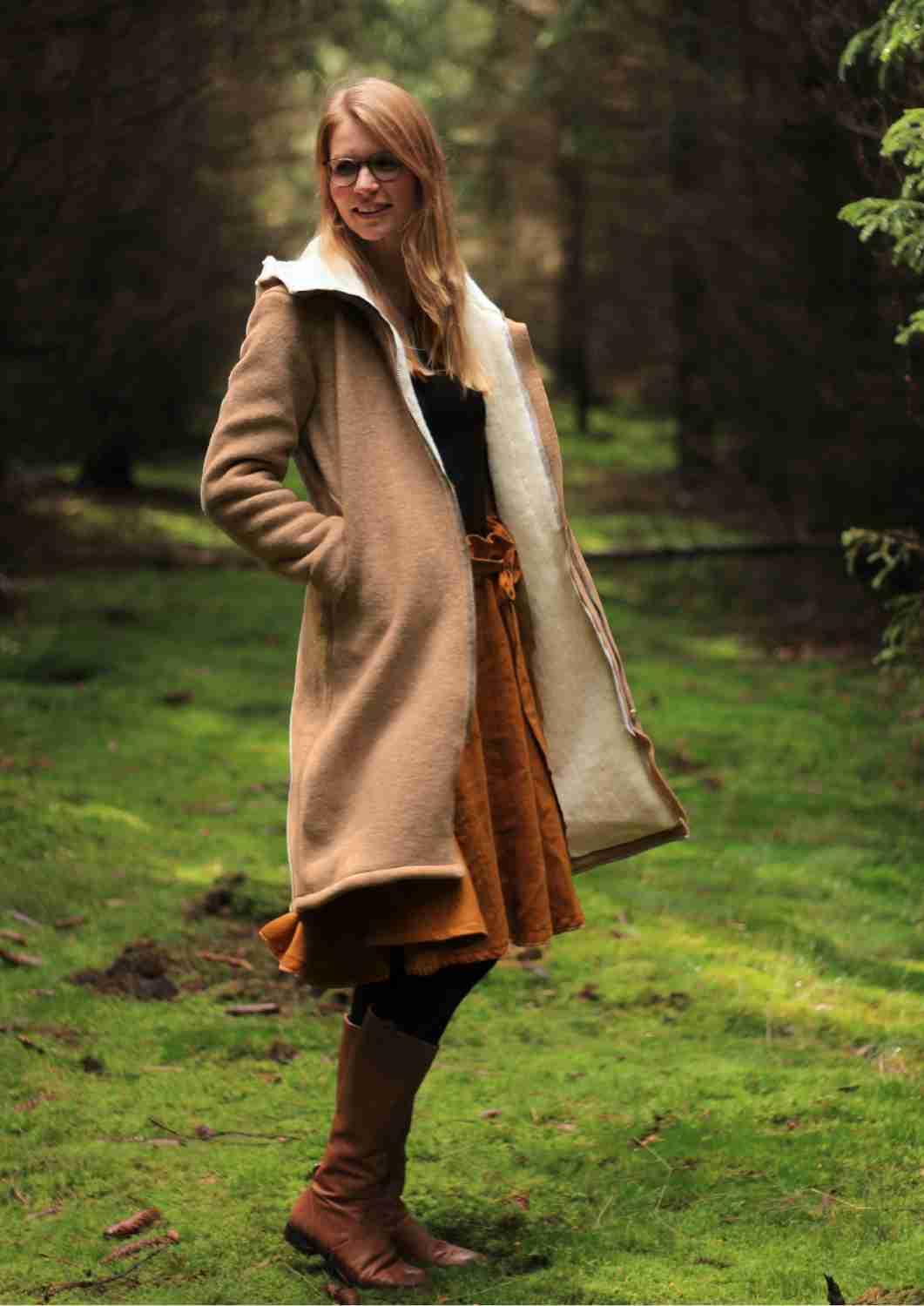 Walkmantel Damen, gefüttert mit Baumwollplüsch, "Hibiskus"