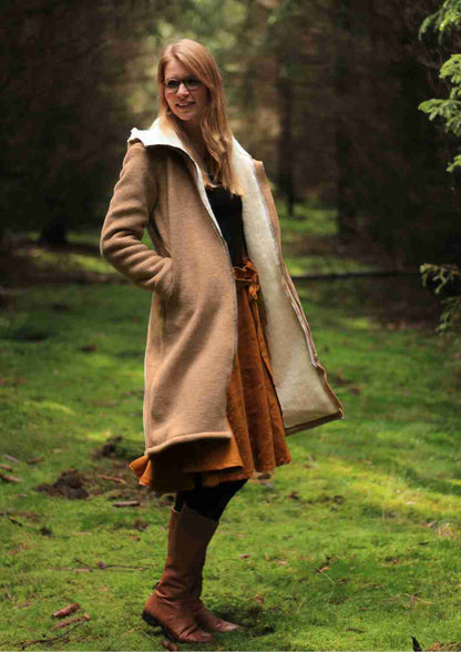 Walkmantel Damen, gefüttert mit Baumwollplüsch, "Hibiskus"