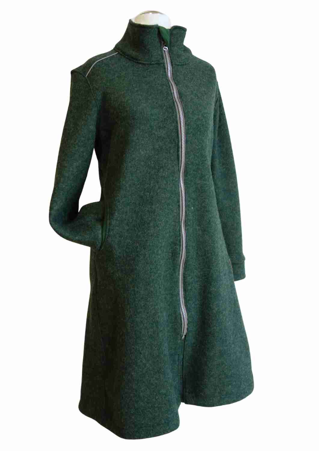 Walkmantel Damen, gefüttert mit Baumwollplüsch, "Hibiskus"