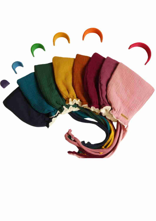 Piexie Mütze für Babys "Schneeglöckchen", Musselin und Pluesch