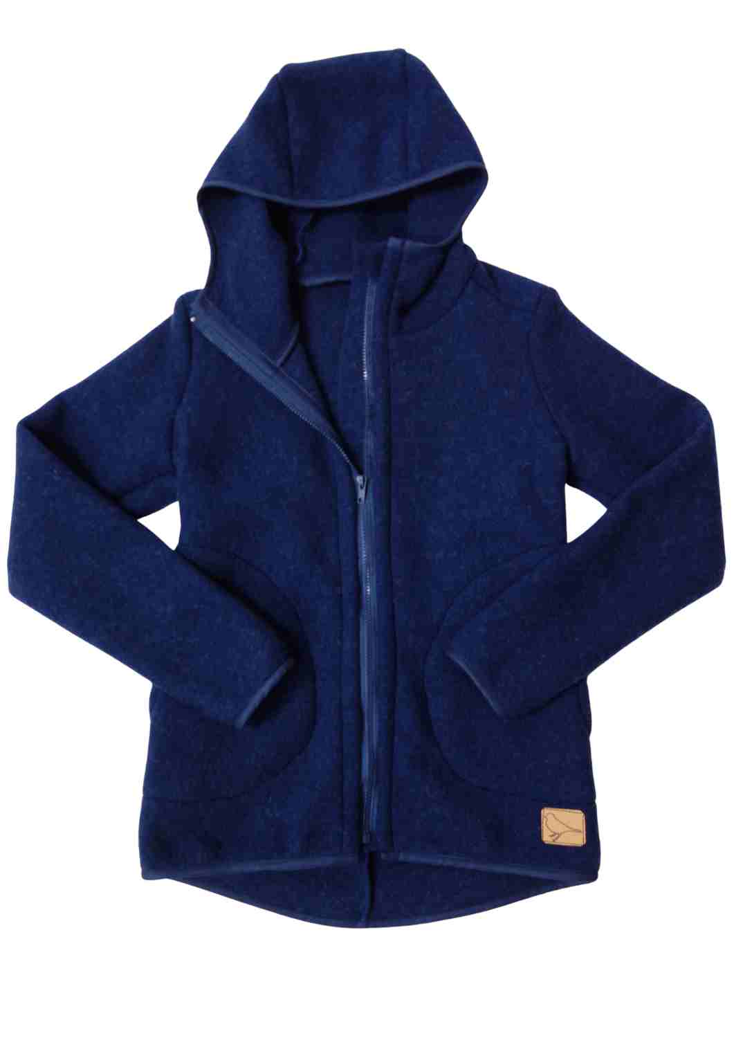 Zip-In Wollfleecejacke Damen "Heidekraut" aus 100% Merinowolle, dunkelblau