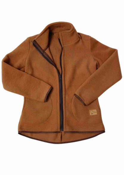 Zip-In Wollfleecejacke Damen "Heidekraut" aus 100% Merinowolle, zimt