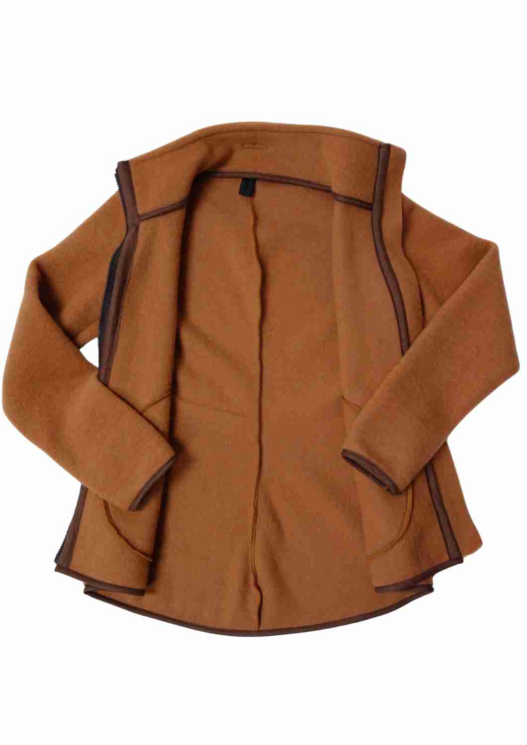 Zip-In Wollfleecejacke Damen "Heidekraut" aus 100% Merinowolle, zimt