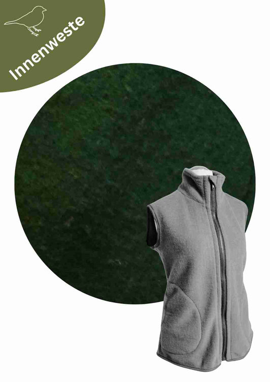 Zip-In Wollfleeceweste Damen "Springkraut" aus 100% Merinowolle, tannengrün