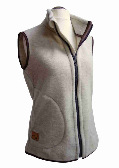Zip-In Wollfleeceweste Damen "Springkraut" aus 100% Merinowolle, perlgrau