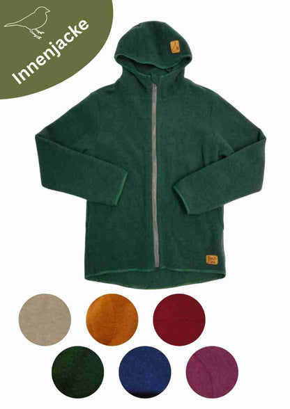 Zip-In Wollfleecejacke Herren "Heidekraut" aus 100% Merinowolle, versch Farben