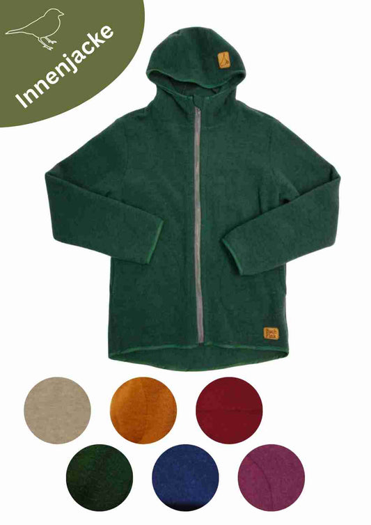 Zip-In Wollfleecejacke Herren "Heidekraut" aus 100% Merinowolle, versch Farben