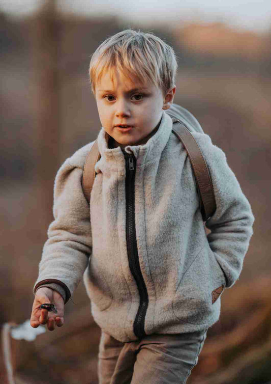 Wollfleecejacke "Heidekraut" aus 100% Merinowolle, perlgrau