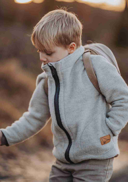 Wollfleecejacke "Heidekraut" aus 100% Merinowolle, perlgrau
