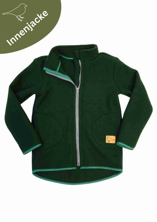 Wollfleecejacke "Heidekraut" aus 100% Merinowolle, tannengrün