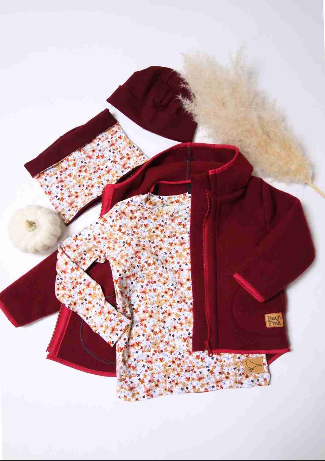 Wollfleecejacke "Heidekraut" aus 100% Merinowolle, rot
