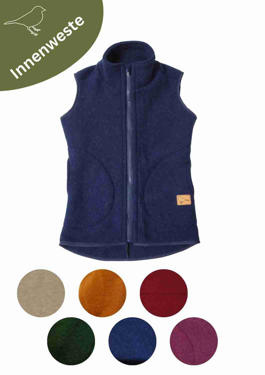 Zip-In Wollfleeceweste Herren "Springkraut" aus 100% Merinowolle, versch Farben