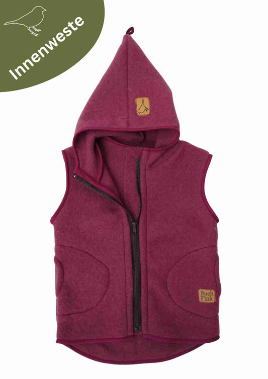 Wollfleeceweste "Springkraut" aus 100% Merinowolle, beere